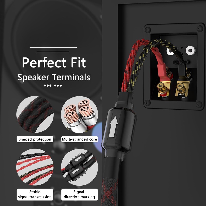 Tertullus 1 Pair HiFi OFC Braid Speaker Cable with Banana