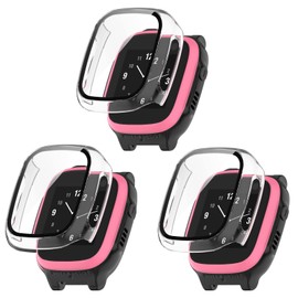 FitTurn Hard PC Case with Tempered Glass Screen Protector Compatible with Xplora X5 Play for Kids Full Cover Bumper Accessories for Xplora X5 Kids Smartwatch (Clear*3)