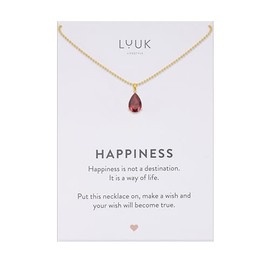 LUUK LIFESTYLE Delicate Sterling Silver Necklace with Basic Solitaire Crystal Pendant, Zirconia Stone, Gift Idea for Women, Birthstone Necklace, Red & Gold