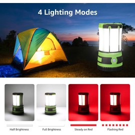 Lepro LED Camping Lantern Rechargeable or Battery Powered, 1000lm Camping Light with Detachable Flashlights Combo, 4 Modes, Portable Outdoor Lantern for Hiking, Hurricane Emergency, Fishing
