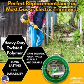 Vaughan's Heavy-Duty Master Line .080" Trimmer Line, 140ft | Green Twisted Polymer | Universal Weed Eater String for Gas & Electric & Battery Models | Made in The USA (6 Pack)