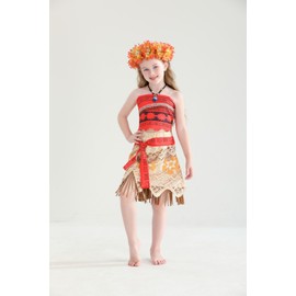 Disfraz de princesa Adventure Ocean para niñas, vestido de Halloween con collar y guirnaldas (2 a 3 años, rojo, sin advertencia)