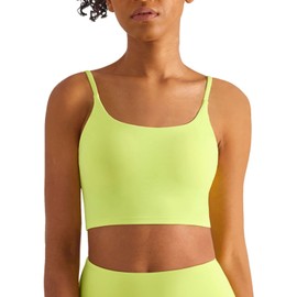 altiland Cami Sports Bra Tank Tops for Women Workout Yoga Athletic Exercise Crop Tops Brami, Neon Yellow, Small