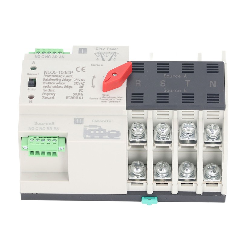 AC220V Dual Power Automatic Transfer Switch 4P Millisecond Switching Generator