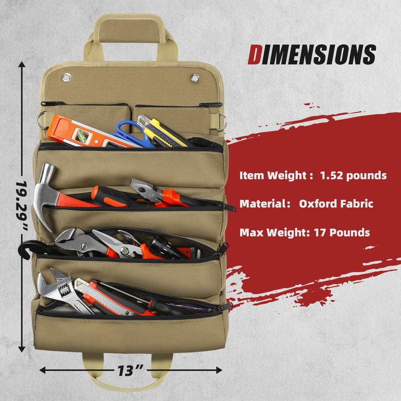 Tool Bag Roll Up, UUP Heavy Duty Rolled Empty Tool