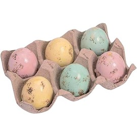 The Bridge Collection 5.5" Half Dozen Eggs in Carton Figurine - Set of 6 - Pastel Easter Decorations - Pastel Eggs - Speckled Eggs