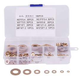 Flat Washers Brass 180pcs Metric Washers 8 Sizes M2 M2.5 M3 M4 M5 M6 M8 M10