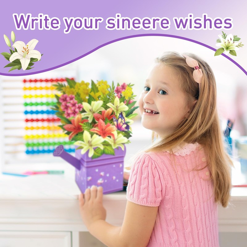 EVBEA Mothers Day Card Paper Flower Pop Up Cards with