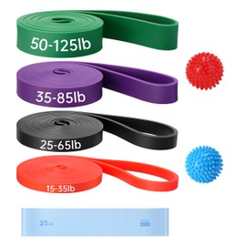 Resistance Bands for Exercise, 7-Piece Exercise Bands Set, Exercice Loop Bands, Massage Balls, Pull Up Assistance Bands for Body Stretching Training, Physical Therapy Muscle Training for Men & Women