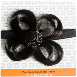 Love Hair Extensions Flower Hair Accessory On Elasticated Band, Colour 2 Dark Brown