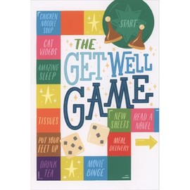 Pictura The Get Well Game: Game Board with Dice and Game Pieces Get Well Card