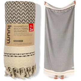 Luum® Beach Towel Large 90 x 200 cm Hammam Towel Sauna Towel Hand Towel Yoga Towel Shower Towel Beach Towel Sauna Towel Bath Towel Travel Towel Turkish Peshtemal Towels Women Men 100% Cotton Latte