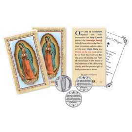 Lady Guadalupe Prayer Card - Laminated Our Lady of Guadalupe Prayer Cards, Our Lady of Guadalupe Coin, The Lord's Prayer Card - Our Lady of Guadalupe Card and Catholic Coins Set of 7 Items