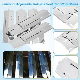 BBQration 5-Pack Extends from 11.75" up to 21" L Universal Replacement Heavy Duty Adjustable Stainless Steel Heat Plate Shield, Flavorizer Bar, Heat Tent, Burner Cover, Flame Tamer for Gas Grill