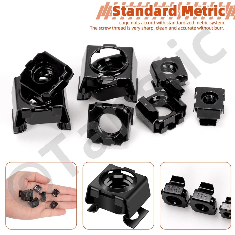 Tanstic 48Pcs Cage Nuts Snap-in Cage Nuts Rack Mount Cage