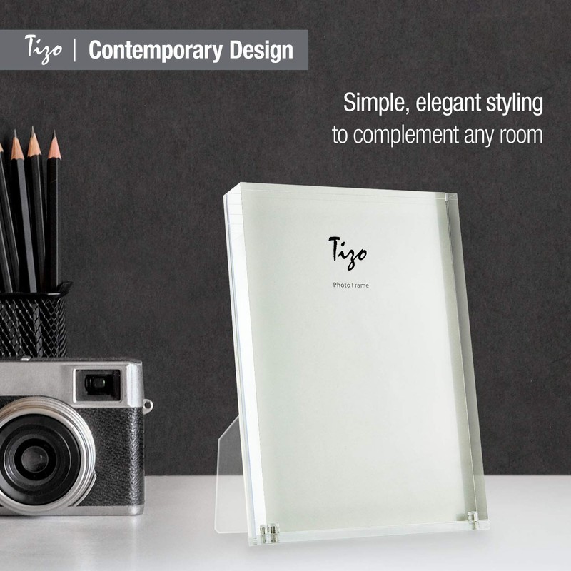 Tizo 5x7 Designer Lucite Picture Frame, 1 Inch Thick with