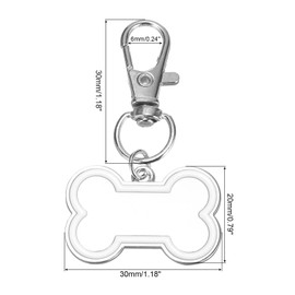 sourcing map 2 Set Pet ID Tags Bone Shape, 30x20mm Metal Personalize Engraved Both Sides Blank Tags Stamping Pet Supplies Engrave Name Number for Pet Dog ID Tags, Pendant Decoration (White)