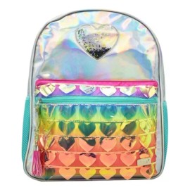 Lluvia Mochila Corazon Diamantina De Estrella Primaria Lluvia Color Plateado Diseño De La Tela Relieve