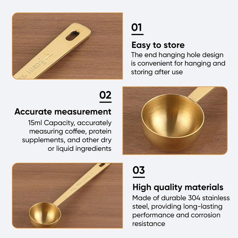 15ML Measuring Scoop for Collagen Supplements: Precision Gold Measuring Spoon
