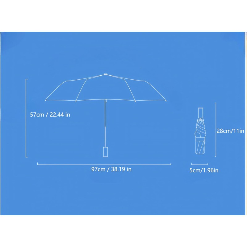 Meichoon Portable Compact Umbrella UPF50+ Sunshade Protection Lightweight Waterproof &