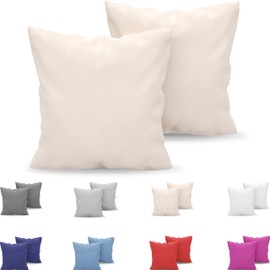 Dreamzie Cushion Cover 65 x 65 cm, Set of 2, Microfibre Oeko-Tex Certified - Pillowcase 65 x 65 cm, Soft - Beige