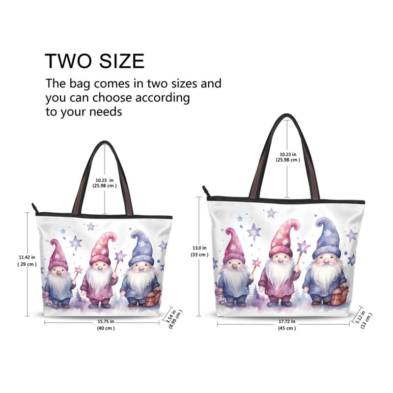 KFBE Women Tote Bags Cute Gnome Dwarfs Christmas Top Handle
