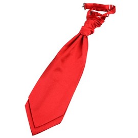 DQT New Men Plain Satin Groom Best Man Formal Wedding Pre-Tied Scrunchie Cravat Red