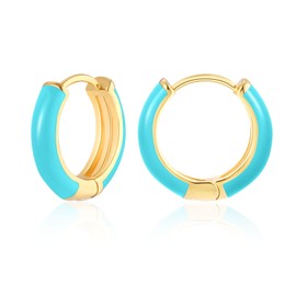 MESOVOR Small Golden Hoop Earrings for Women, 18 Carat Gold-Plated Lightweight Huggie Earrings, Hypoallergenic Enamel Earrings Gifts for Girls, Gold-plated, No Gemstone