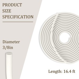 Storystore Backer Rod, 3/8" Diameter x 16.4' Length White EPDM Rubber Caulk Saver for Gaps and Weather Stripping Door Seal, Concrete Expansion Joint Filler