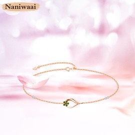 Naniwaai Women's Bracelet, Flower Bracelet, Birthstone Bracelet, 925 Silver, Hypoallergenic Bracelet, Popular for Women, Cherry Blossom Bracelet, Gift, Anniversary, Birthday, Wedding, Holiday,