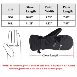 ANDORRA Women Snow Gloves Waterproof Mittens for Women Touchscreen Ski Mittens with Zipper Pocket, Black, M/L