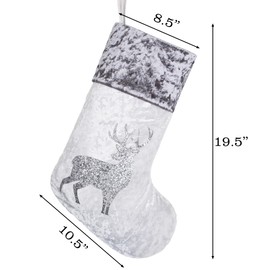 JEKOSEN Christmas Stockings Set of 4 Rustic Household Traditional Hanging Xmas Stockings for Christmas Fireplace Decorations Socks with Christmas Element Pattern