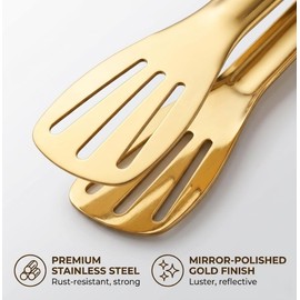 Gold Serving Tongs Kitchen Tongs,Buffet Tongs,JXHAPY Stainless Steel Gold Plated Food Tong Salad Tongs Serving Tong,small tongs 6 Pack (7 Inch)