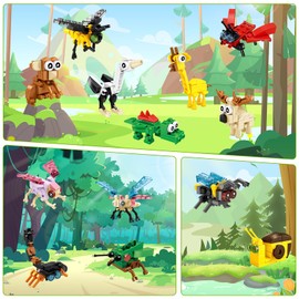 IAMGlobal 24 Packs Mini Animal Building Blocks Toy Set, Party Supplies Gifts, Animals Figures Stem Toys, Party Favor, Birthday, Carnival Prizes