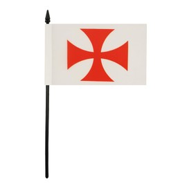 AZ FLAG Templar order Table Flag 4'' x 6'' - Catholic Desk Flag 15 x 10 cm - Black plastic stick and base