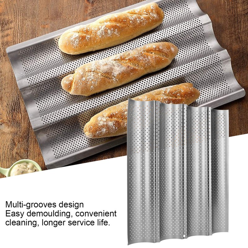 Baking Pan, Stainless Steel Baguette Pan, for Bread Loaves Baking(Four