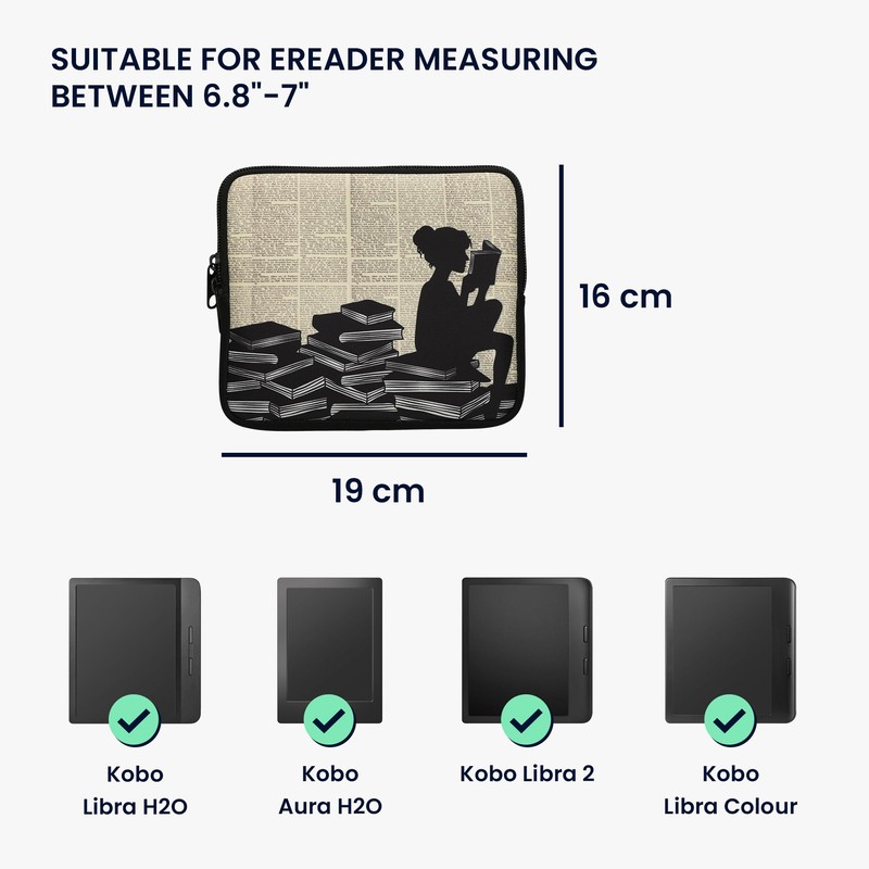 kwmobile Case for eReader Neoprene Protective Case for Reading Woman
