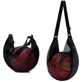 2Pcs Single Ball Bag with Zipper Pocket one-shoulder/crossbody Mesh Bag Sport Equipment Storage Net for Carrying Multiple Sports - Basketball, Soccer, Volleyball, Rugby & More