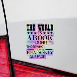Holographic Decal Stickers of The World is A Book Premium Waterproof Vinyl Decal Stickers for Laptop Phone Accessory Helmet Car Window Mug Tuber Cup Door Wall Decoration NVCVER3g24981HO