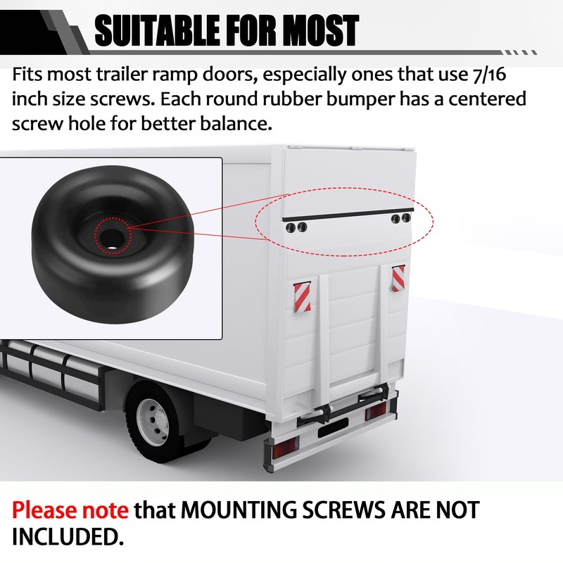TonGass 1" Tall Trailer Ramp Door Bumpers Universal Fit Bumper