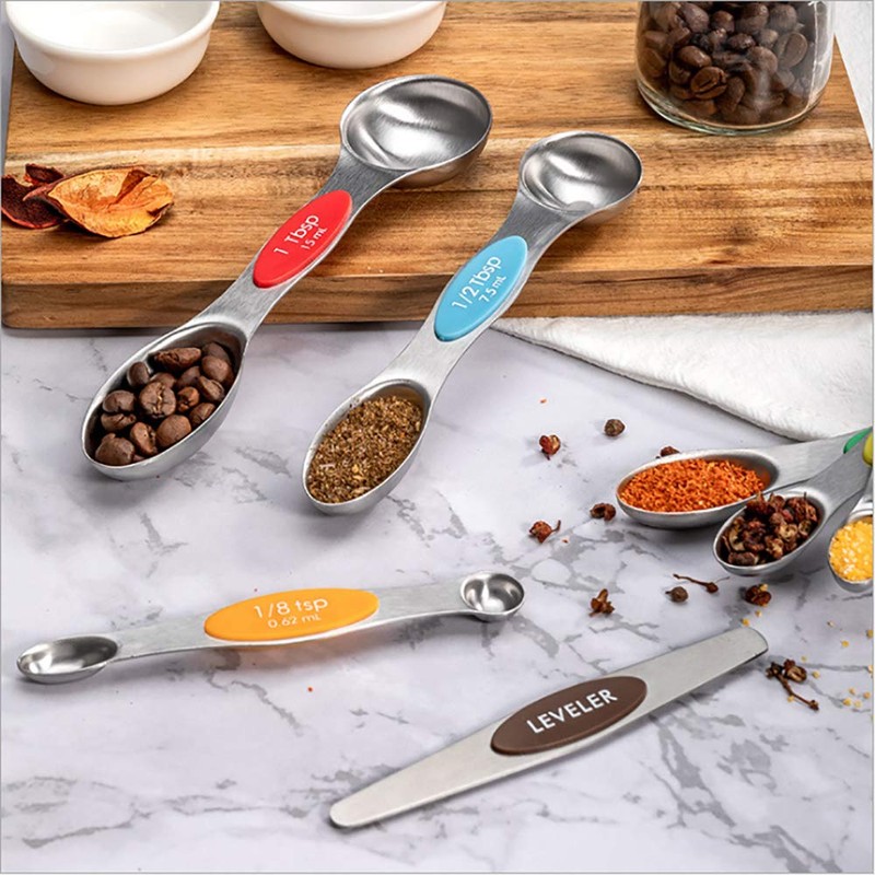 WEZVIX Magnetic Measuring Spoons Set Stainless Steel Double Sided Spoons