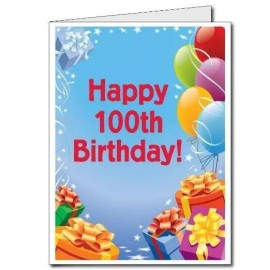 VictoryStore 3' Stock Design Giant 100th Birthday Card w/Envelope - Presents and Balloons