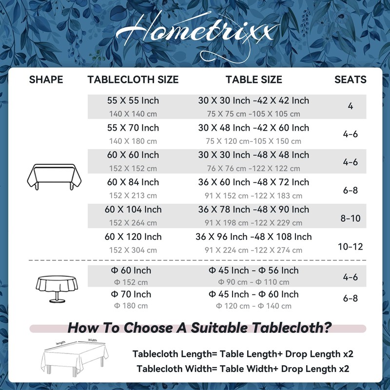 Summer Eucalyptus Leaf Washable Rectangle Table Cloth 60x84inch