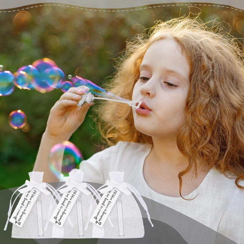 Simgoing 40 Pcs Funeral Bubble Wands with Thank You Tags,Angel