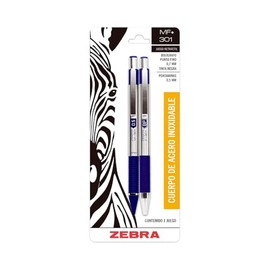 Zebra Juego De Bolígrafo Y Portaminas De Acero Inoxidable M/F 301 Punto Fino Blíster 1 Juego Color Azul.
