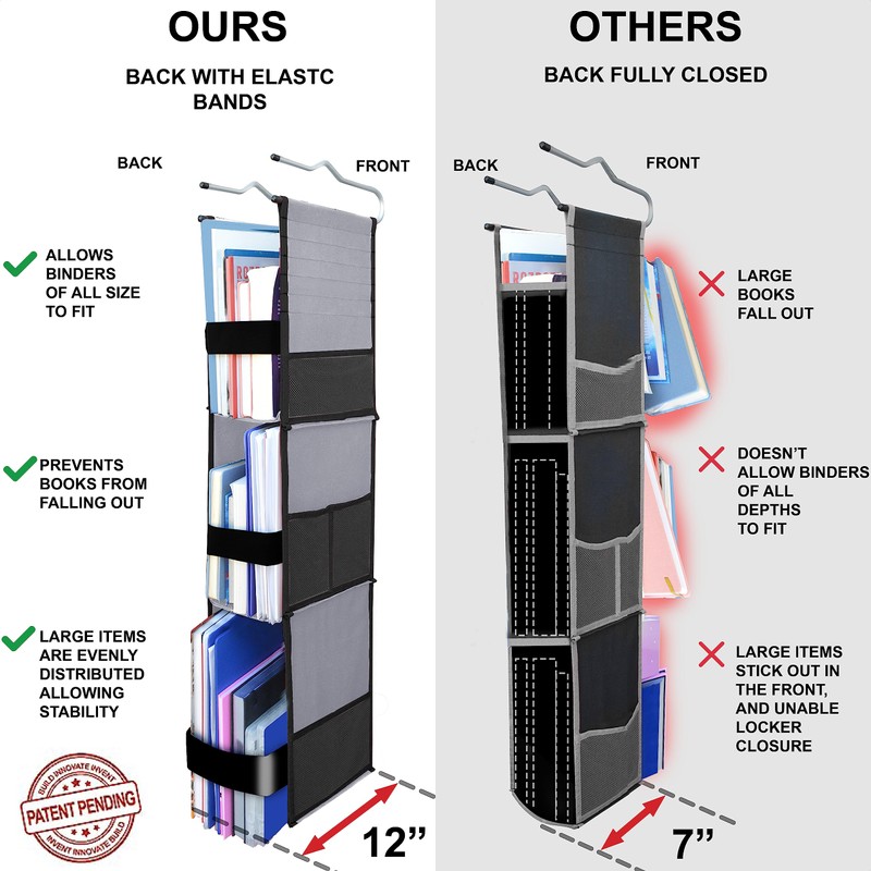 ABRA® 3 Shelf Hanging Locker Organizer for School, Gym, Work,