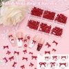 2 Boxes 3D Bow Nail Charms, Red Mini Bow Charms