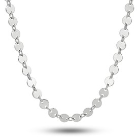 Sequin Chain Bracelet | Dainty Delicate Sterling Silver Minimalist Circle Disc Bracelet | Perfect for Layering | Simple Everyday Jewelry (6.5 Inches, Sterling Silver)