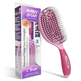 NuWay 4Hair C Brush - Professional Curved Hairbrush - Vented Design Delivers Smoothing And Volumizing Drying Experience - Heat Resistant Bristles For Drying Detangling and Styling - Petal Pink - 1 Pc