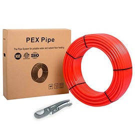 EFIELD Pex-b Pipe/Tubing (NSF Certified) 1/2 Inch 200 Ft Length, Red for Potable Water-Plumbing Application with a Pipe Cutter (1/2-Inch, Red)